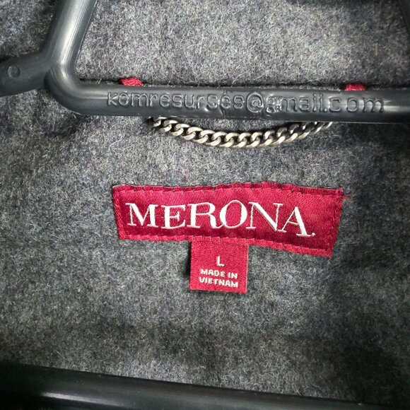 Womens Gray Merona Wool Blend Peacoat Double-Breasted Fully Lined Size L - Picture 2 of 6